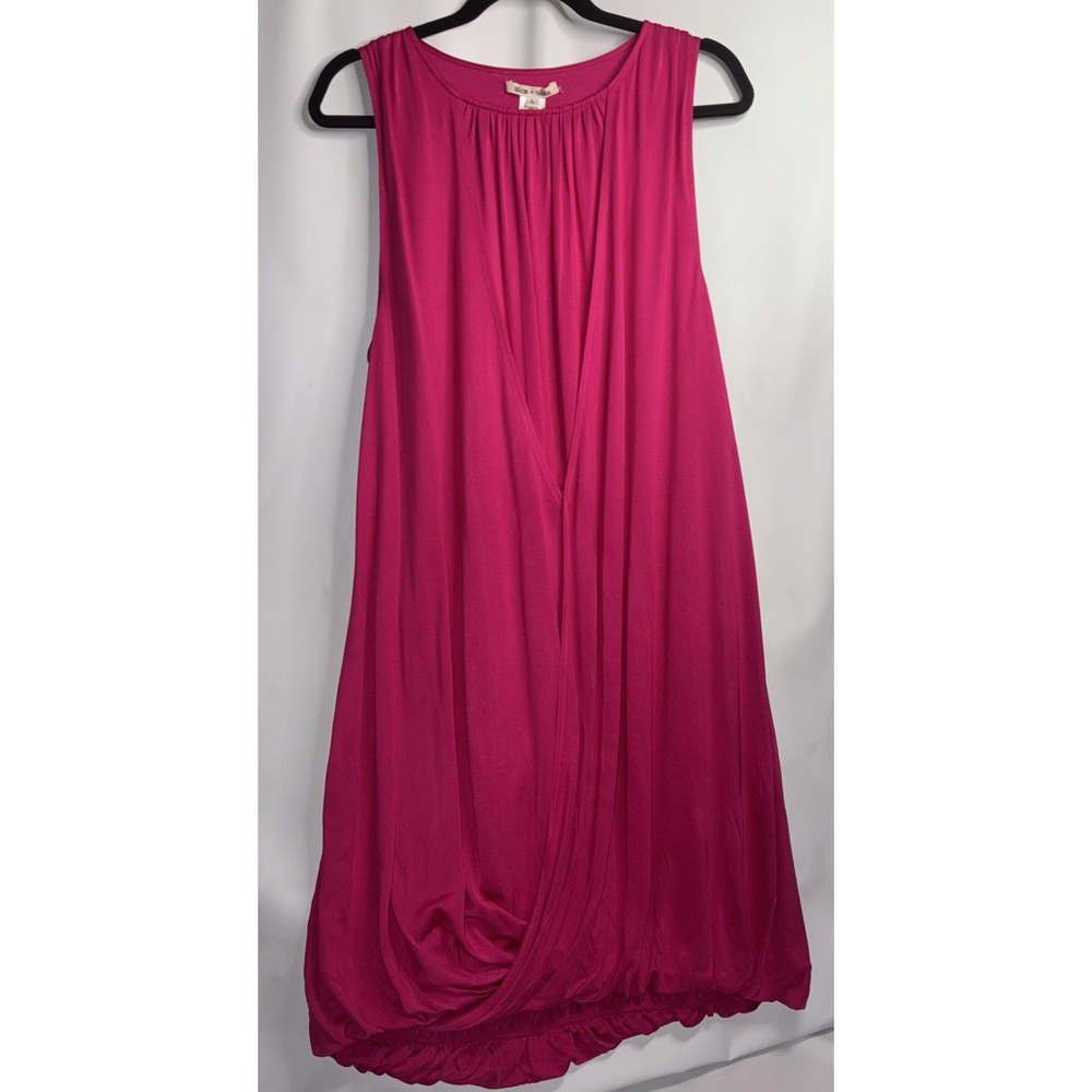 Alice + Olivia Top Sleeveless Dress Tunic Large Silk Fuscia Bright Pink Blouson
